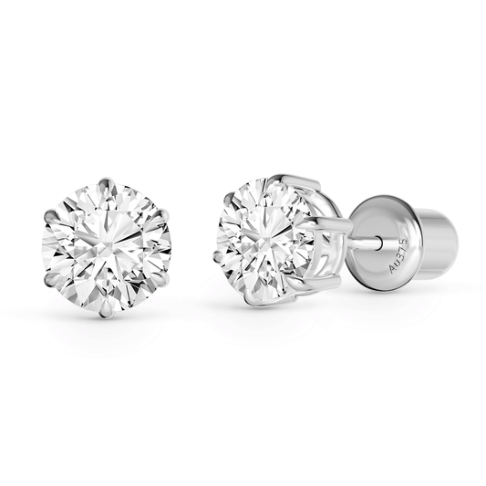 1.02 Ctw Round Lab Grown Diamond 6 Prong Stud Earrings