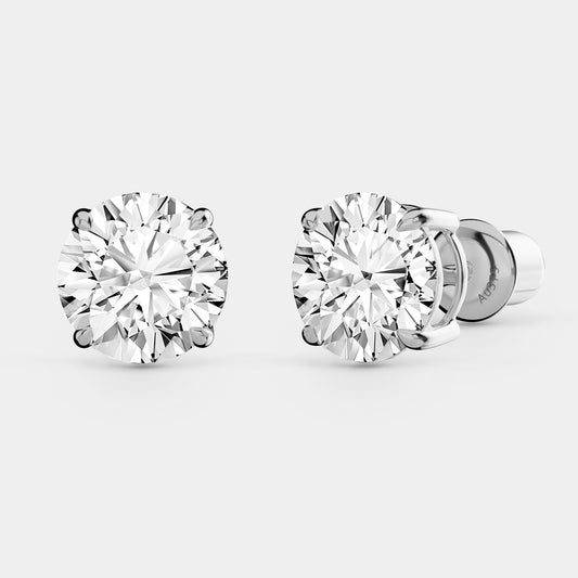 2.16 ctw Round Lab-Grown Diamond 9K White Gold Stud Earrings