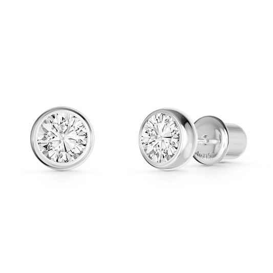 0.64Ctw Lab-Grown Diamonds 9K White Gold Stud Earrings - | Polished, Rhodium Plated