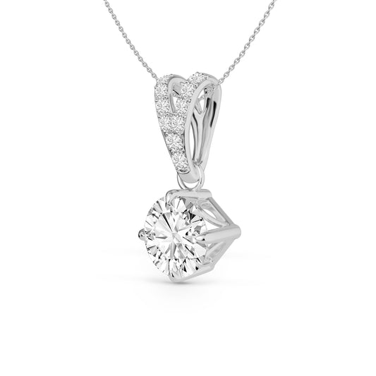 0.58 ctw Round Lab-Grown Diamond White Gold Necklace For Women