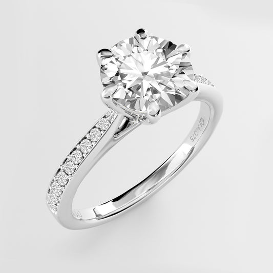 1.127 ctw Round Centre Cut Lab-Grown Diamond 9K White Gold Ring