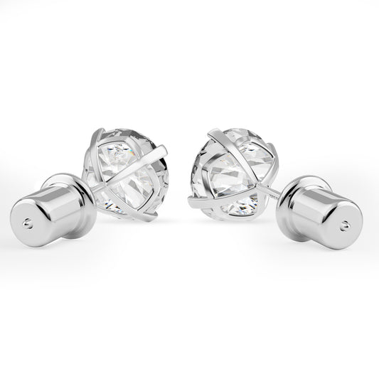1.06 ctw Round Lab Grown Diamond 4 Prong Stud Earrings 9K White Gold