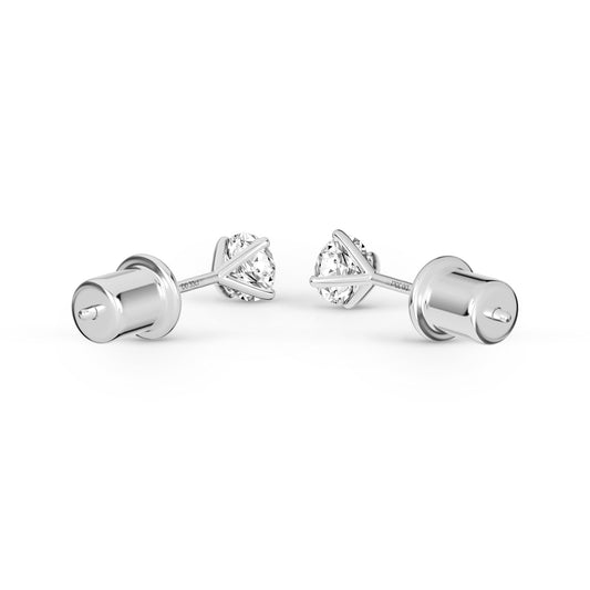 0.655 Ctw 9K White Gold With Round Lab-Grown Diamonds 4 Prong Stud Earrings
