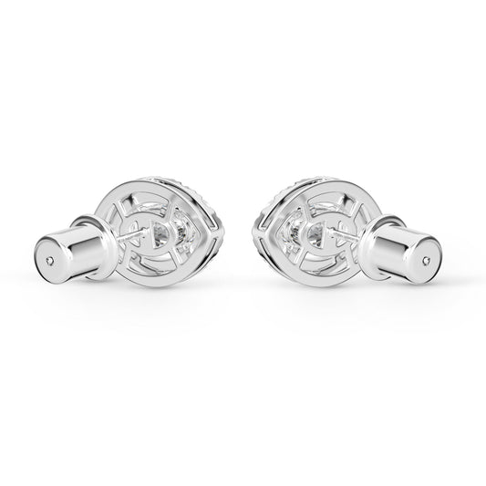 0.612 Ctw 9K White Gold Oval Lab-Grown Diamonds With Side Stone Diamond Stud Earrings