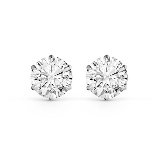1.02 Ctw Round Lab Grown Diamond 6 Prong Stud Earrings