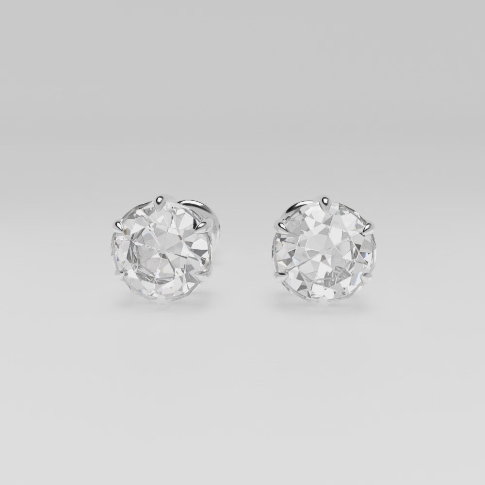 1.02 Ctw Round Lab Grown Diamond 6 Prong Stud Earrings