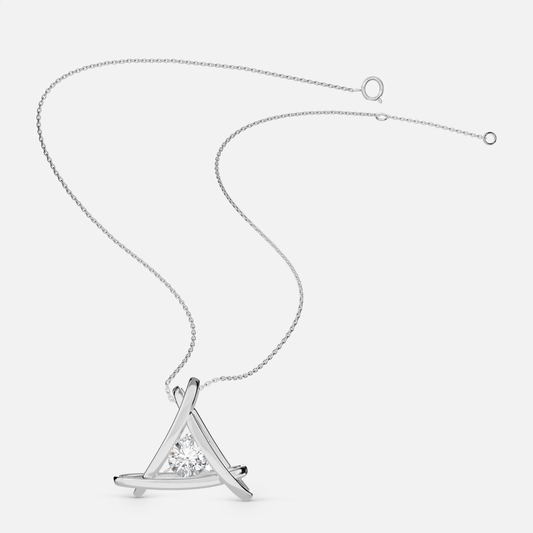 0.5 ctw Round Diamond Triangle Shape Pendant Lab Grown Diamond 9K White Gold Necklace