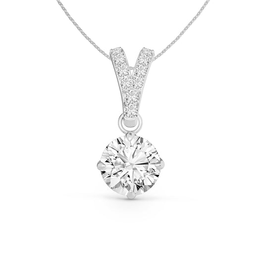 0.58 ctw Round Lab-Grown Diamond White Gold Necklace For Women