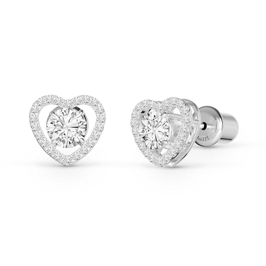 9K White Gold Stud Earrings with Lab-Grown Diamonds - 1.21ct Total Weight | Rhodium Plated