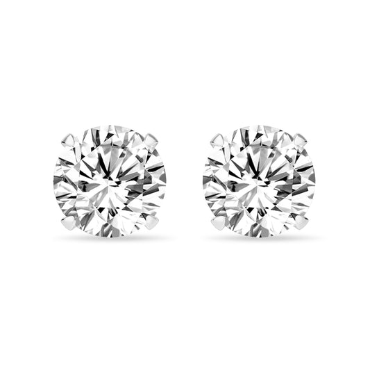 1.06 ctw Round Lab Grown Diamond 4 Prong Stud Earrings 9K White Gold