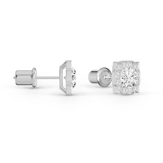 0.95 Ctw 9K White Gold Round Lab-Grown Diamonds Fashion Stud Earrings