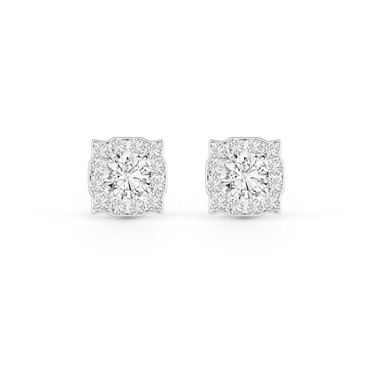 0.95 Ctw 9K White Gold Round Lab-Grown Diamonds Fashion Stud Earrings
