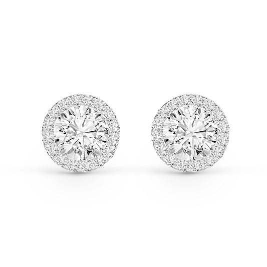 1.254 ctw Round Lab Grown Diamond Halo Stud Earrings 9K White Gold