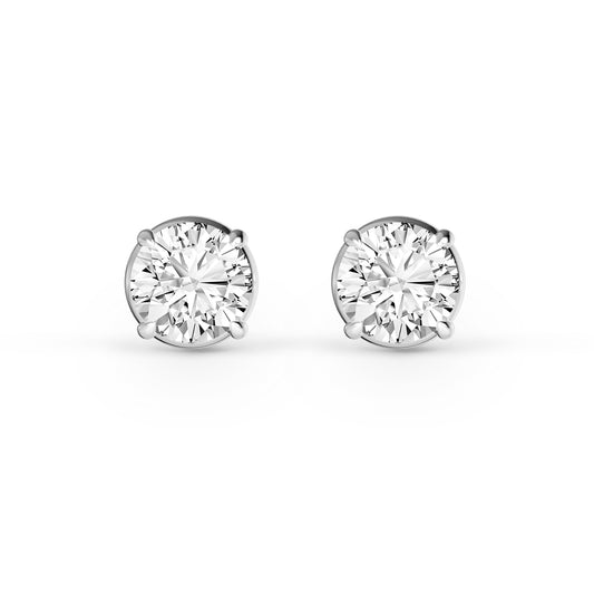 0.655 Ctw 9K White Gold With Round Lab-Grown Diamonds 4 Prong Stud Earrings