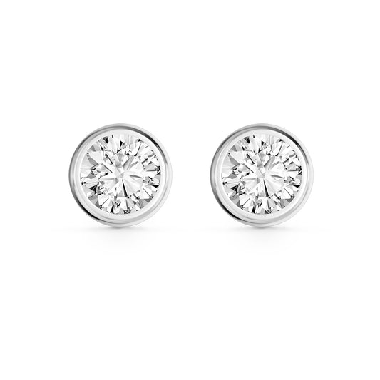 0.64Ctw Lab-Grown Diamonds 9K White Gold Stud Earrings - | Polished, Rhodium Plated