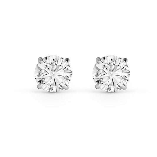 1.053 Ctw Rhodium Plated 9K White Gold Stud Earrings with Round Lab-Grown Diamonds