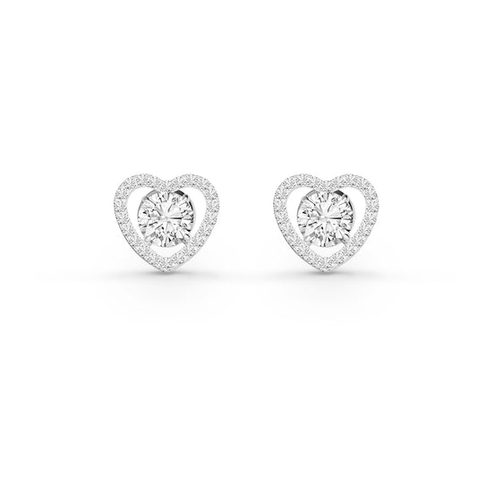 9K White Gold Stud Earrings with Lab-Grown Diamonds - 1.21ct Total Weight | Rhodium Plated