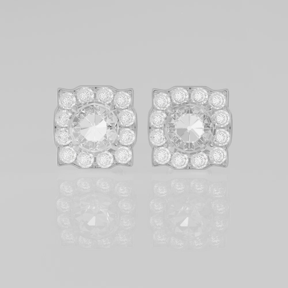 0.95 Ctw 9K White Gold Round Lab-Grown Diamonds Fashion Stud Earrings