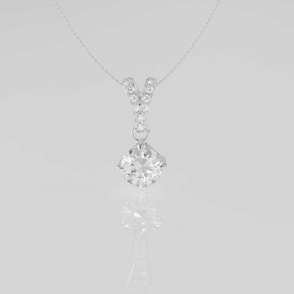 0.58 ctw Round Lab-Grown Diamond White Gold Necklace For Women