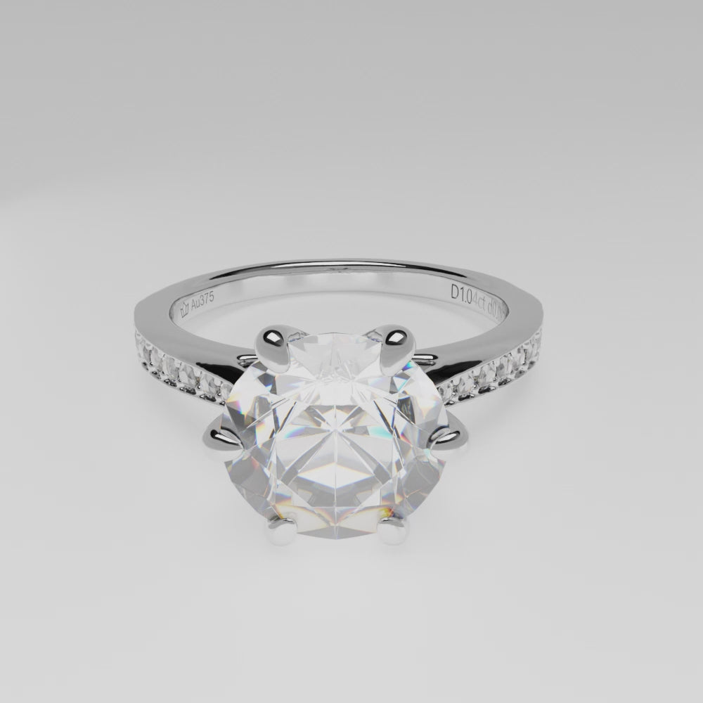 1.127 ctw Round Centre Cut Lab-Grown Diamond 9K White Gold Ring