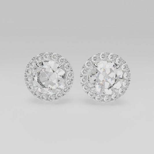 1.254 ctw Round Lab Grown Diamond Halo Stud Earrings 9K White Gold